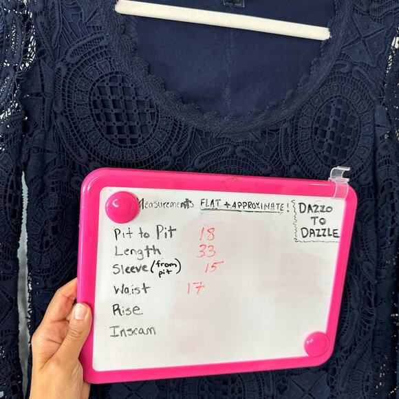 FRENCH CONNECTION Lark Rise Lace Dress Scalloped Crochet Trim Blue | 4 - Picture 4 of 13